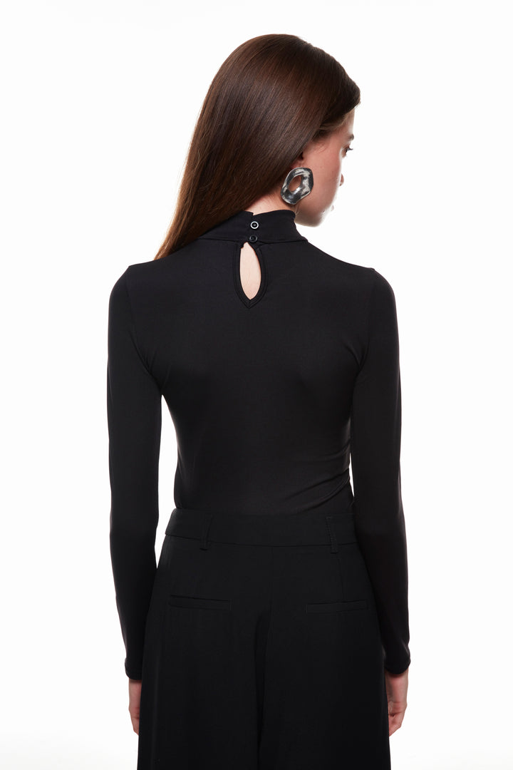 Balıkçı Yaka Bodysuit Siyah