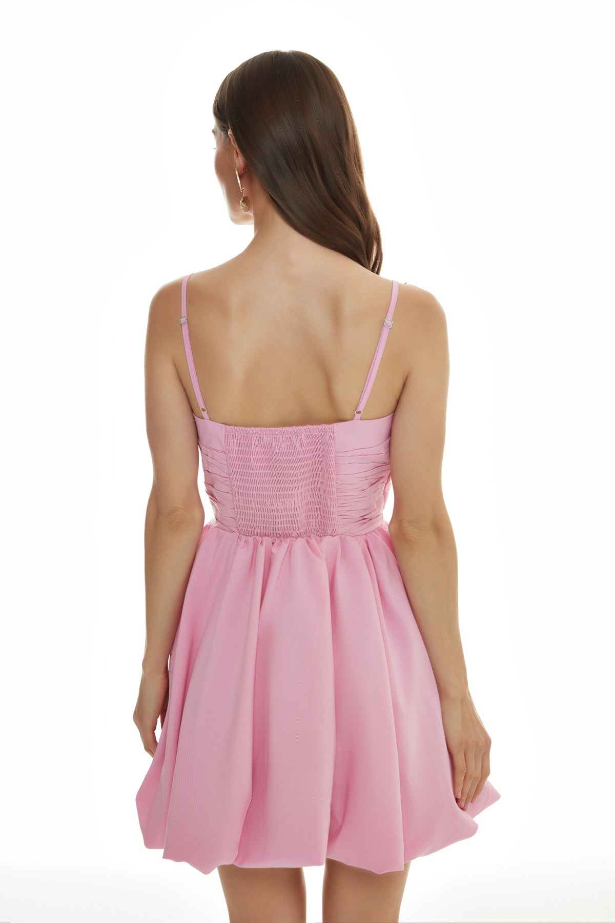 Strap Balloon Mini Dress Pink