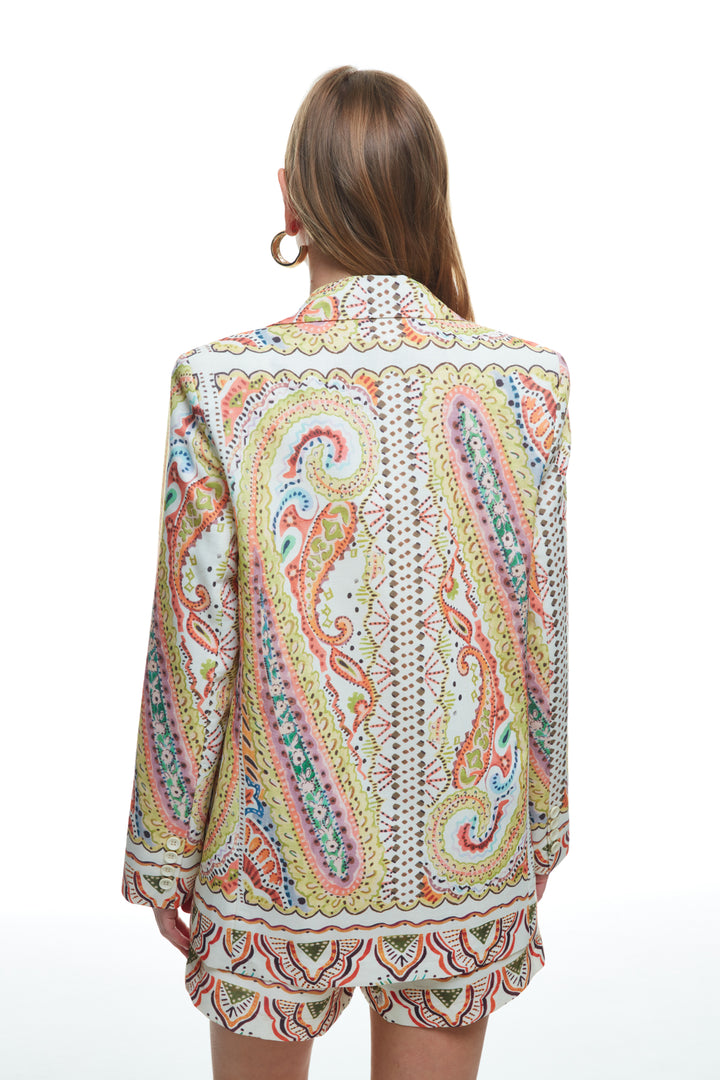 Colorful Patterned Blazer Jacket Natural