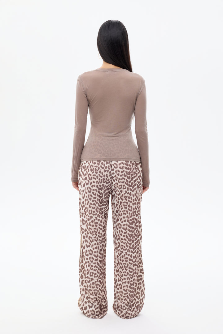 Bisiklet Yaka Basic Bluz Vizon