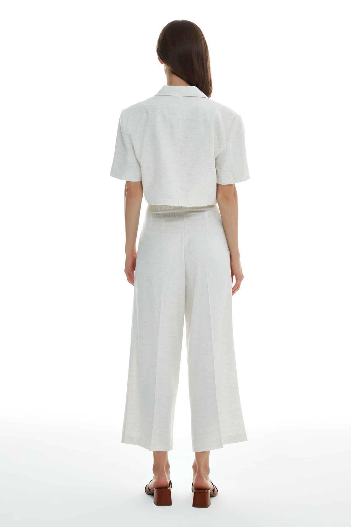 Plier Detailed Linen Trousers Bone