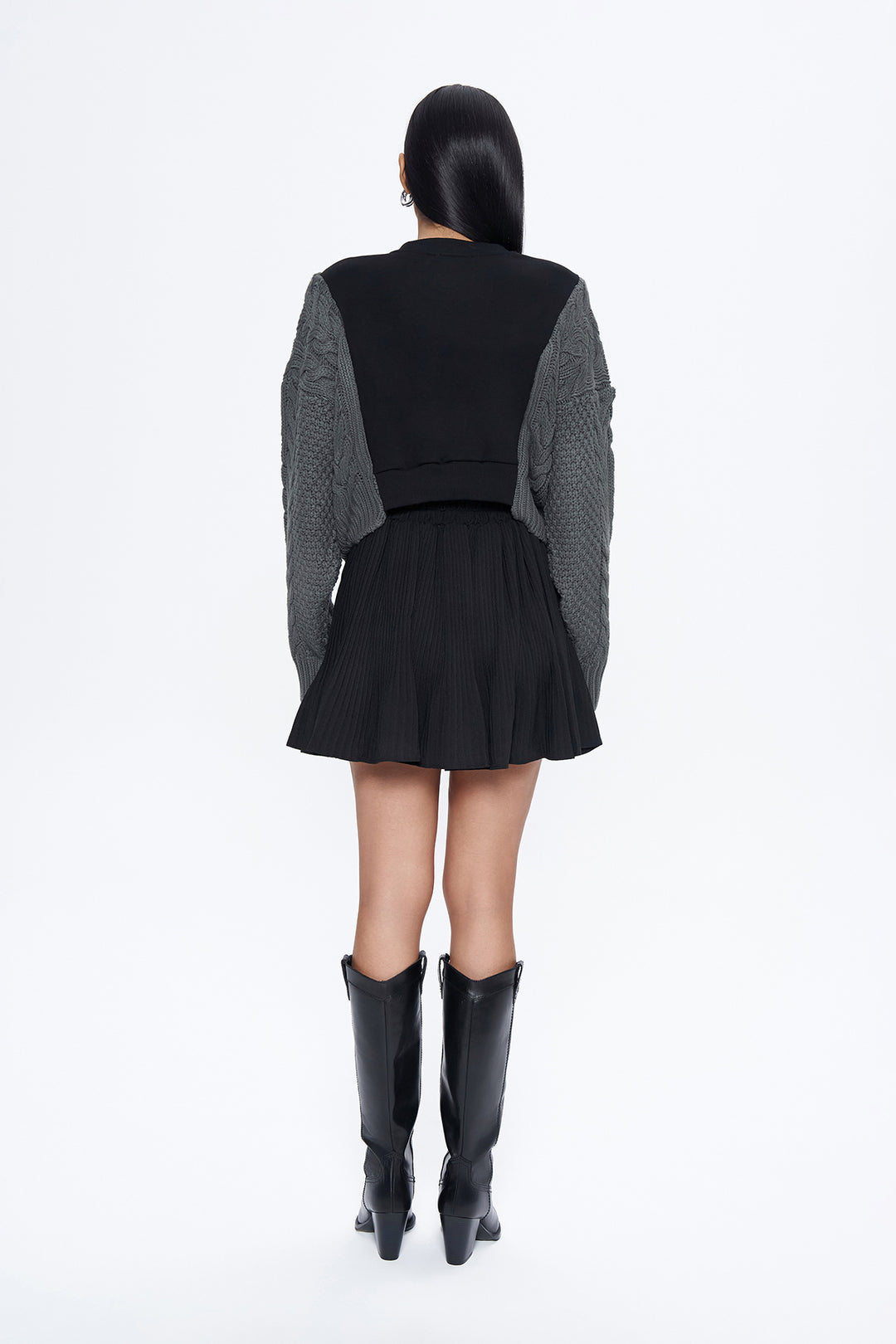 Triko Kol Yazı Baskılı Sweatshirt Siyah