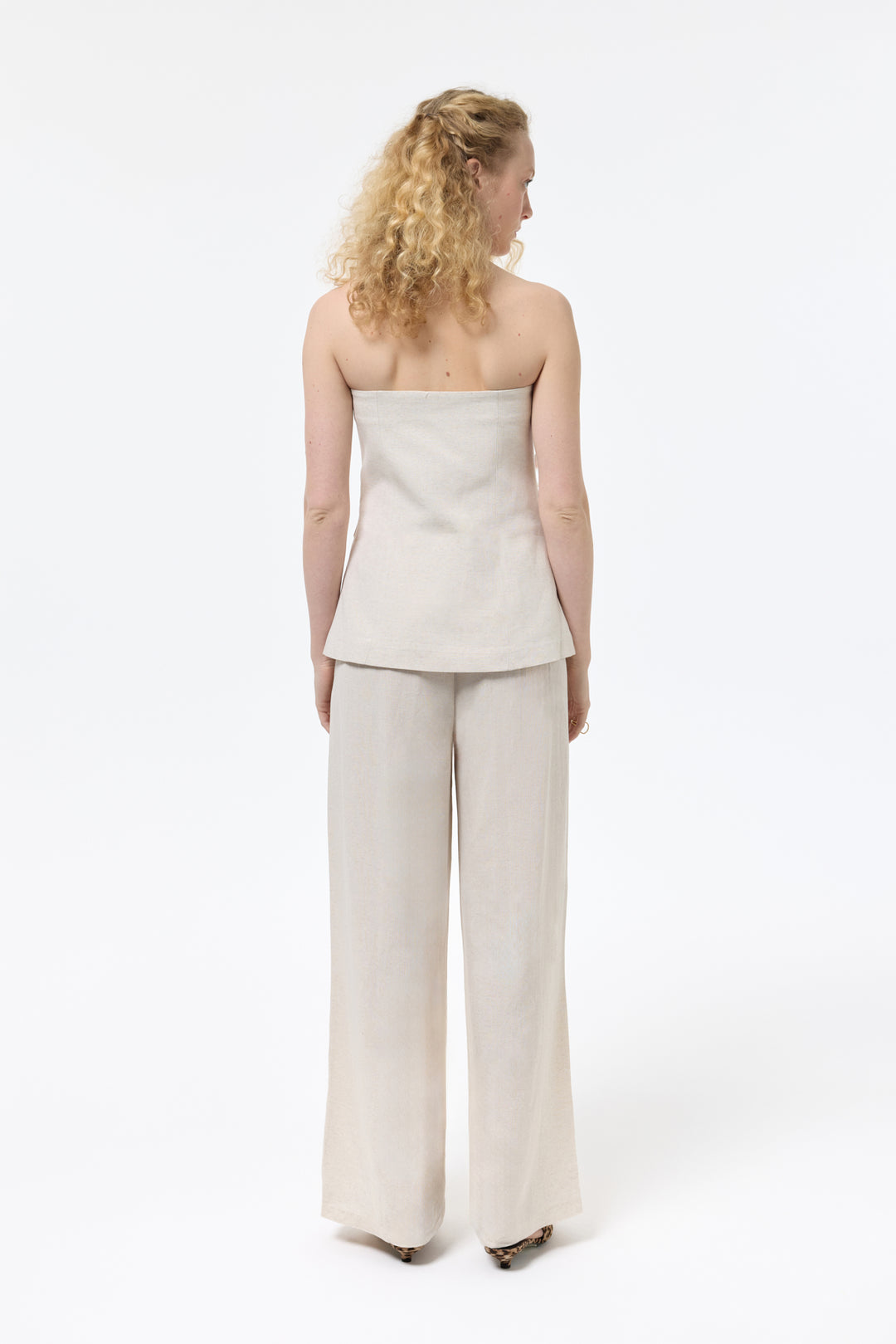 Beli Lastikli Keten Pantolon Naturel