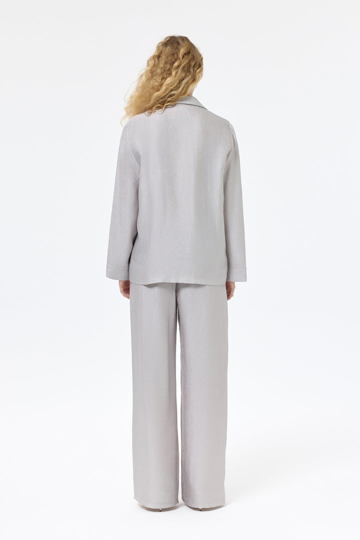 Dokulu Oversize Blazer Ceket Gri