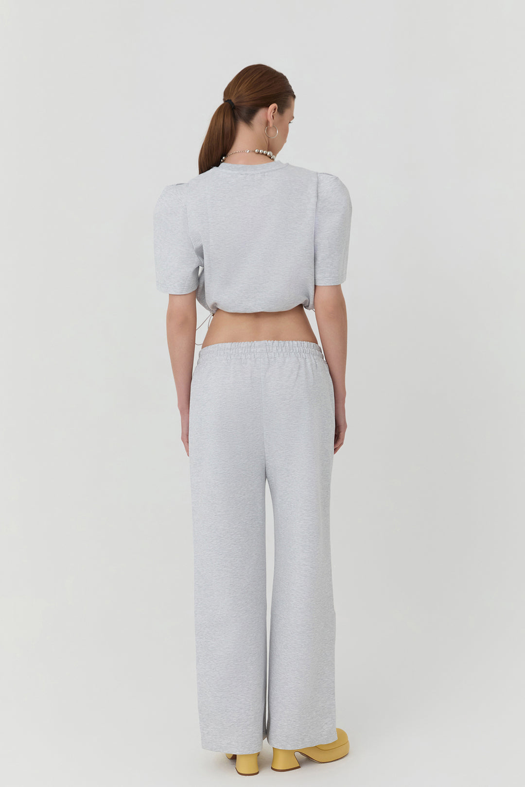 Cep Detaylı Geniş Paça Eşofman Gri