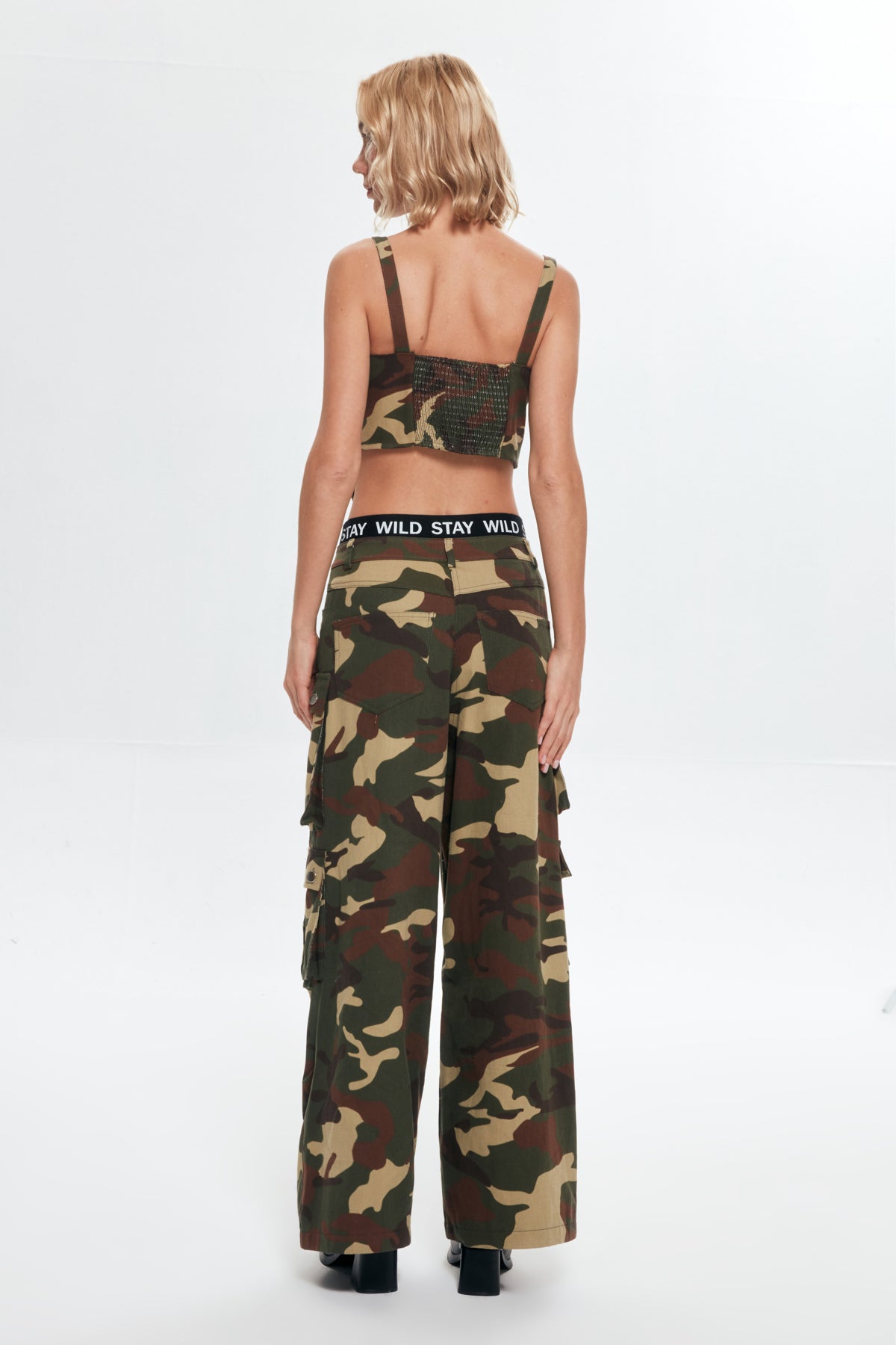 Camouflage Patterned Cargo Pants Khaki