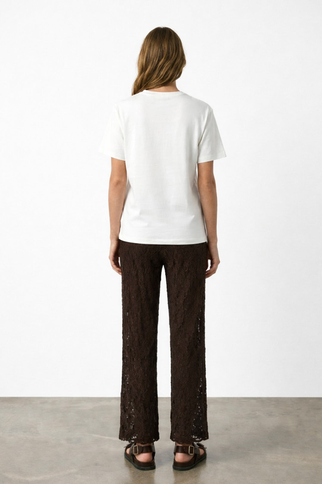 Çiçek Kolaj Baskılı Oversize Tişört Ekru