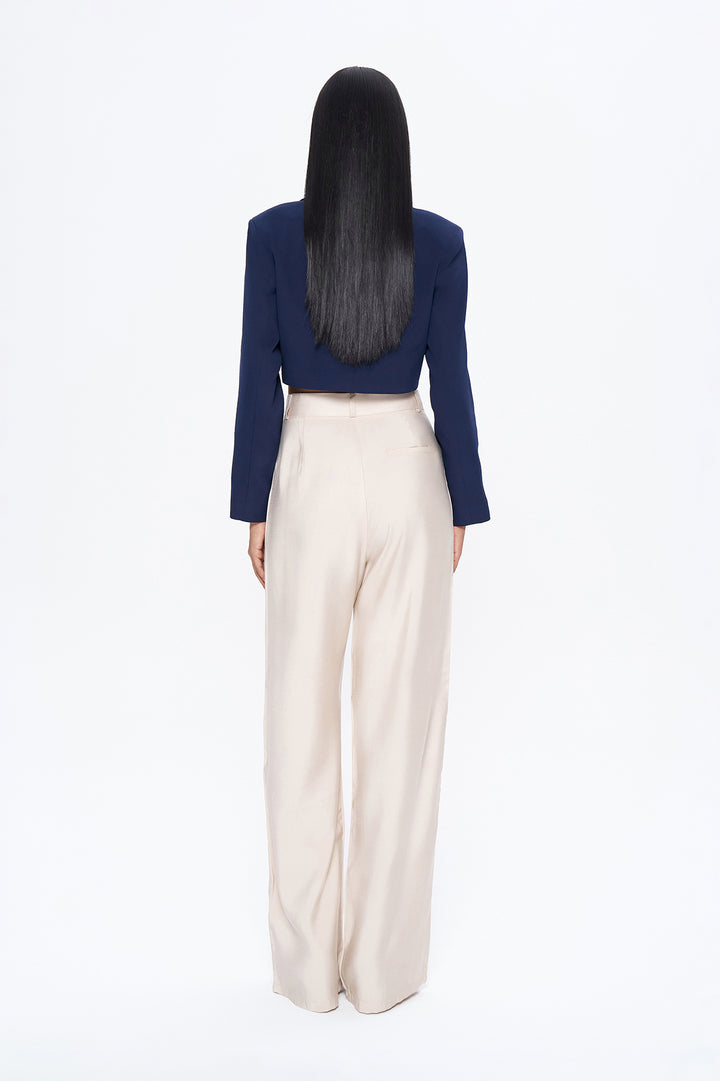 Yüksel Waist Wide Leg Trousers Stone