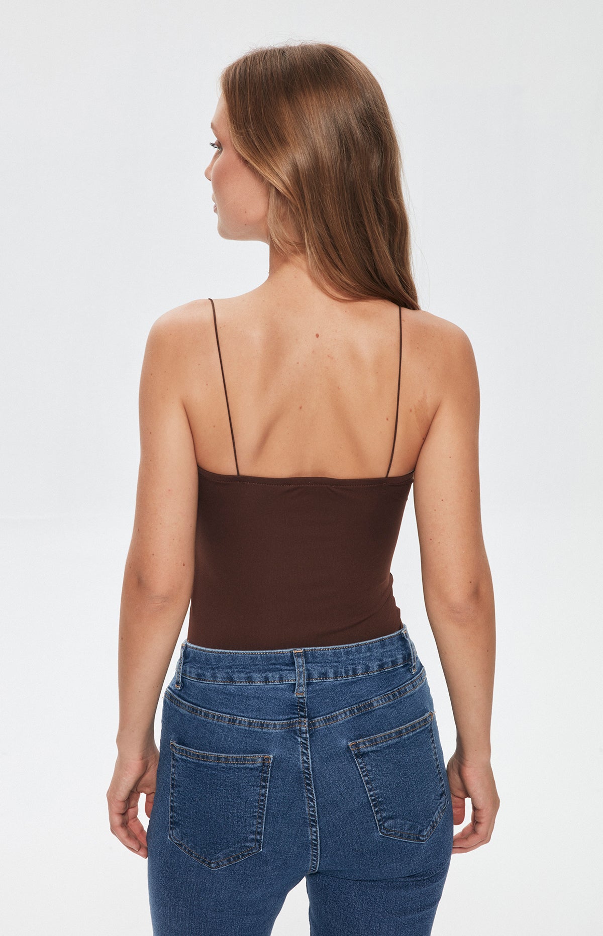 Thin Strap Bodysuit Dark Brown