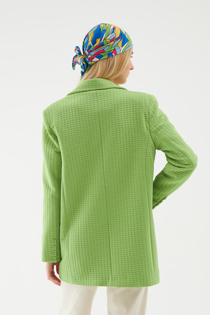 Textured Blazer Jacket Green