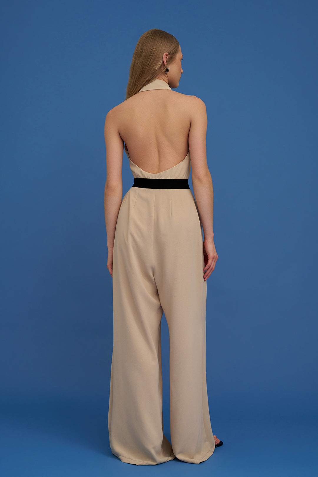 Sırt Dekolteli Uzun Tulum Bej