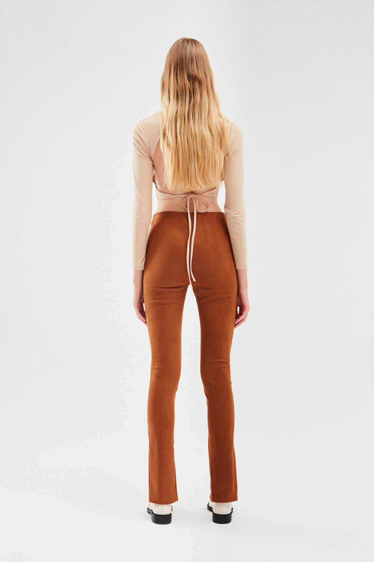 Slit Suede Trousers Brown