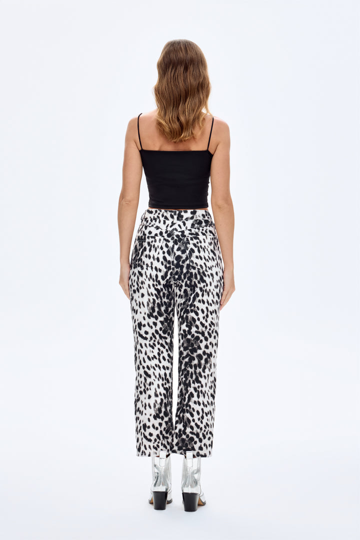 Leopar Desen Pantolon Siyah
