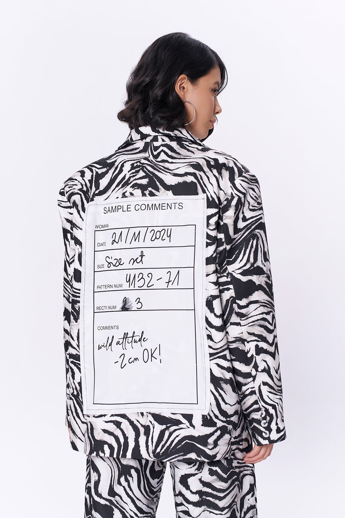 Zebra Desenli Oversize Blazer Ceket Siyah