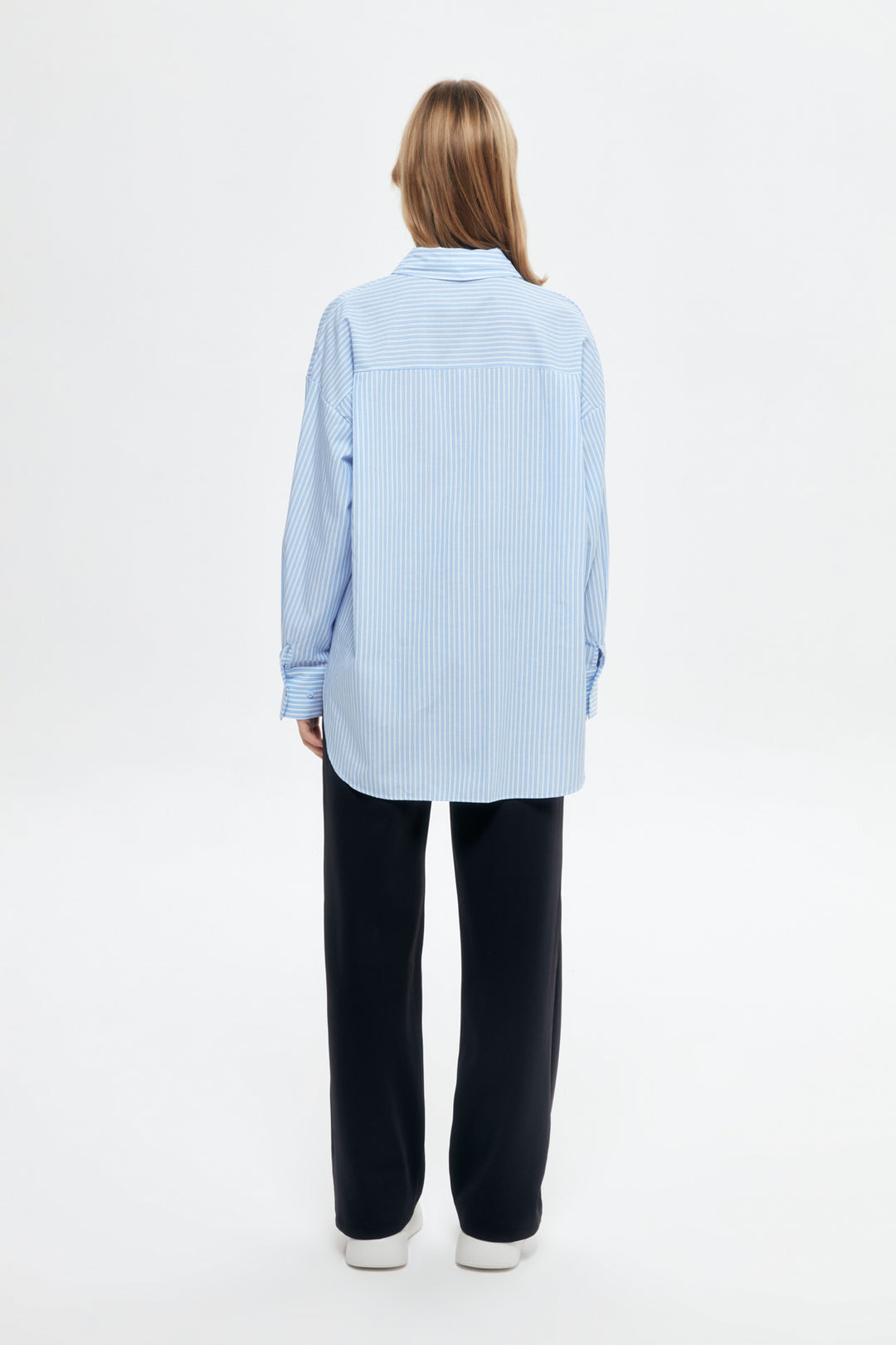 Stripe Detailed Oversize Shirt Blue