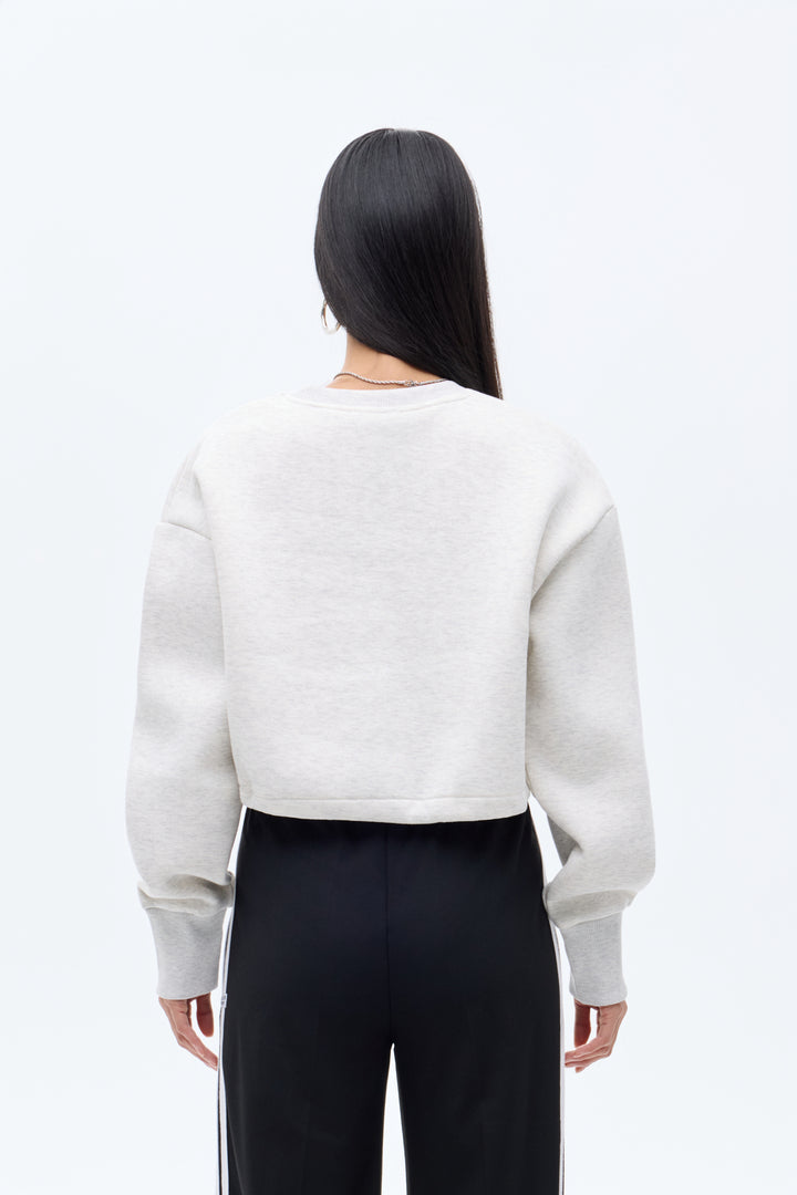 Yazı Baskılı Bel Stoperli Bisiklet Yaka Sweatshirt Grimelanj