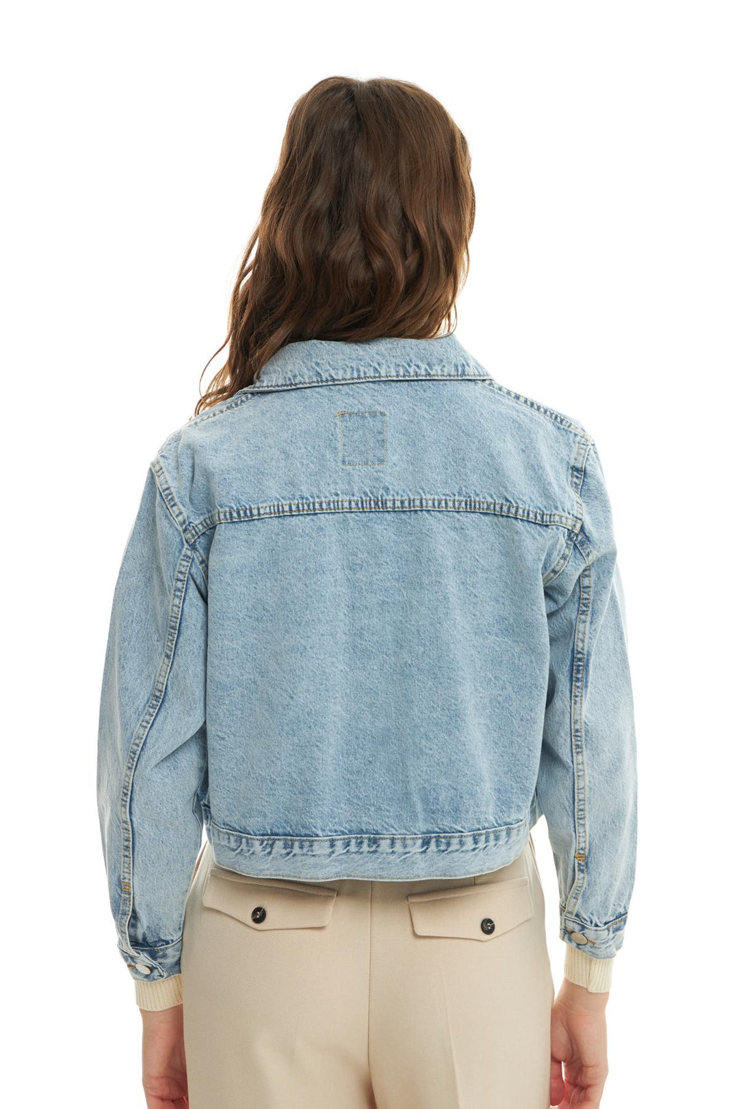 Pocket Crop Denim Jacket Ice Blue