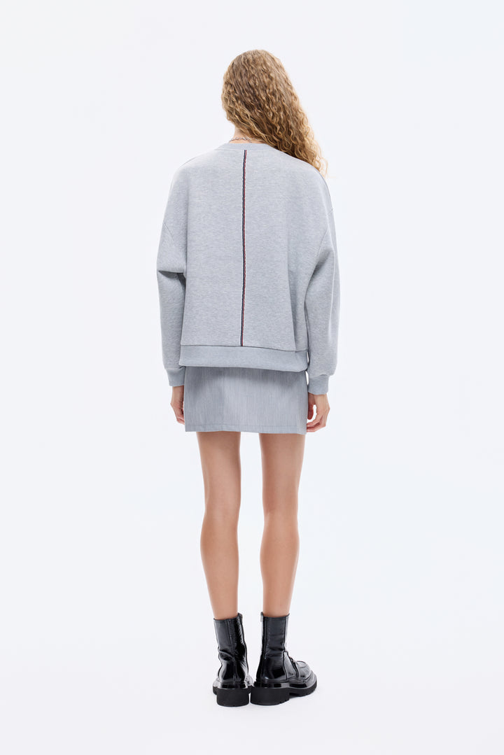 Yazı Baskılı Nakış İşlemeli Oversize Sweatshirt Grimelanj