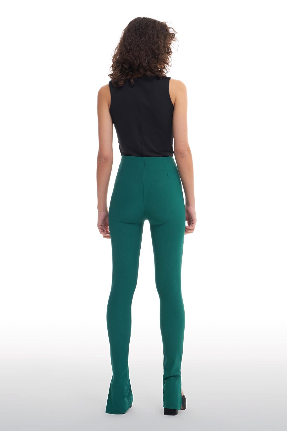 Side Slit Trousers Dark Green