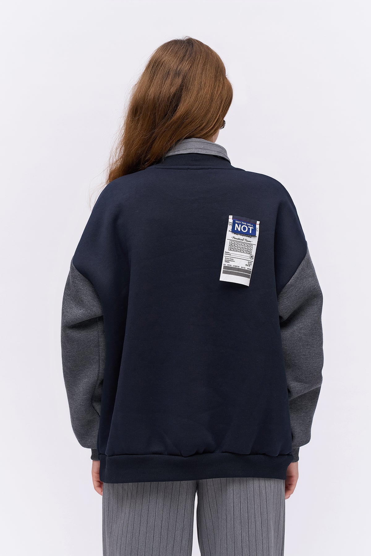 Keçe Baskı Detaylı Sweatshirt Lacivert