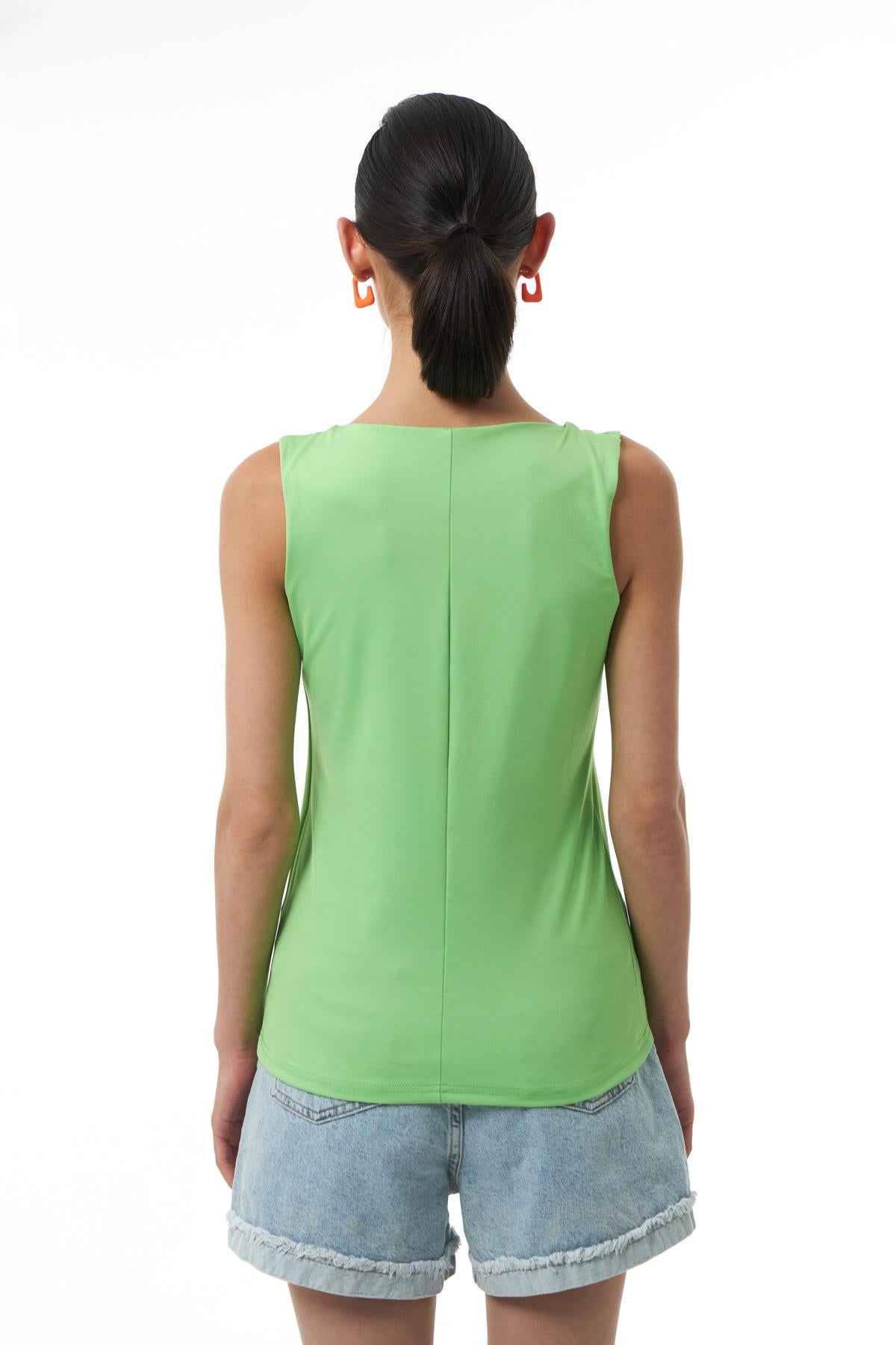 Thick Strap Basic Blouse Neon Green