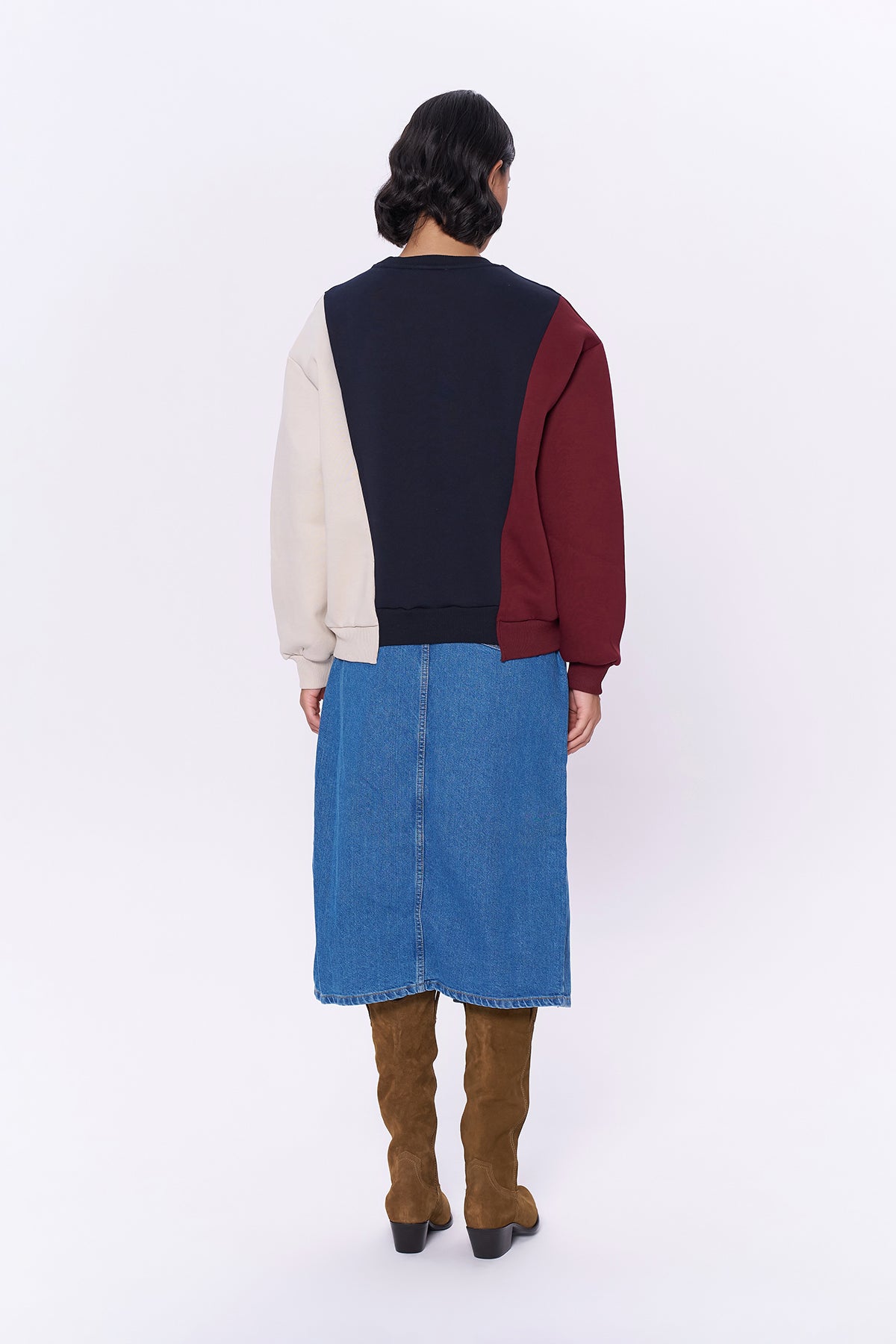 Çift Renk Oversize Sweatshirt Bordo