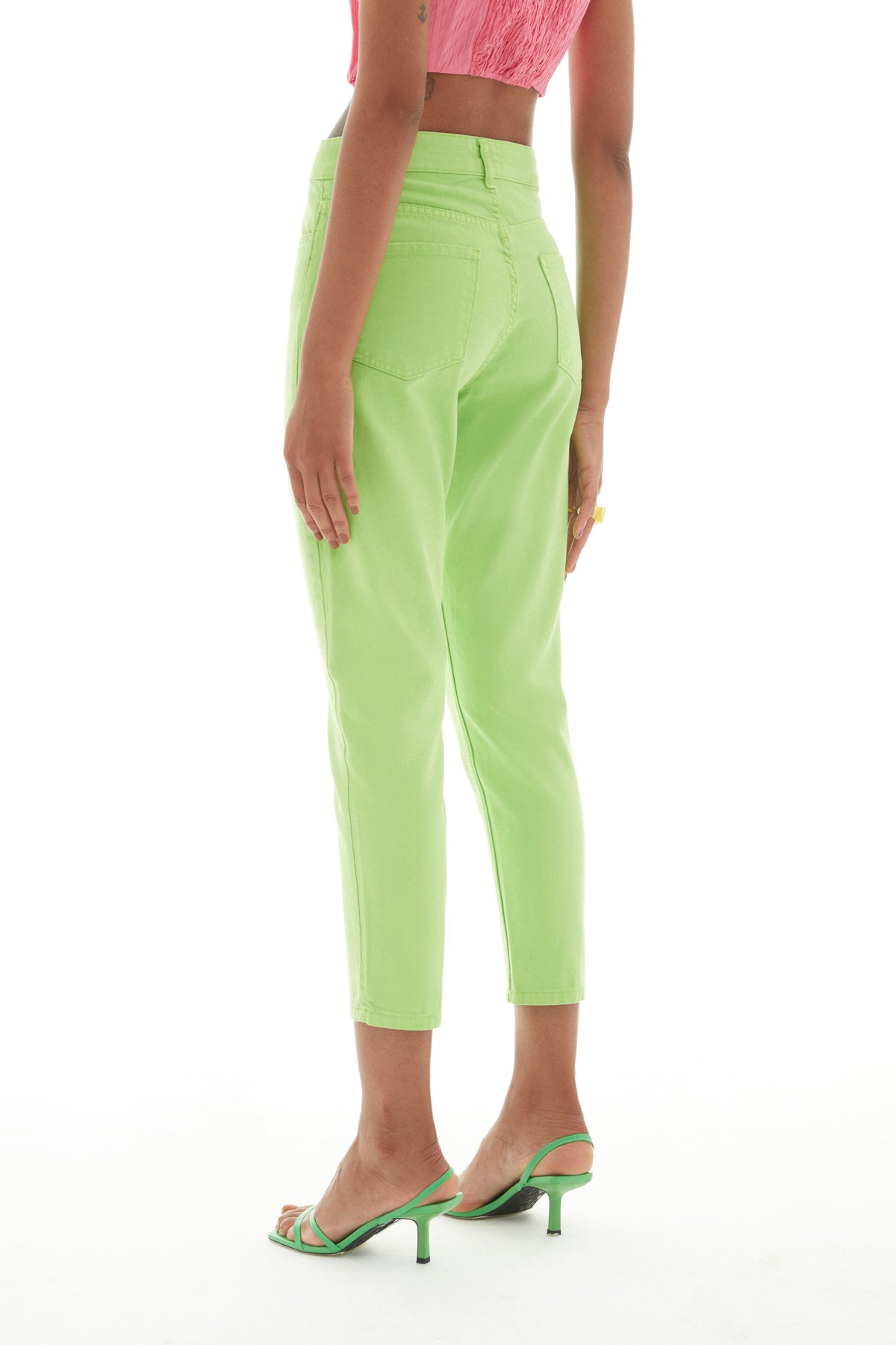 Gabardine Mom Jean Neon Green