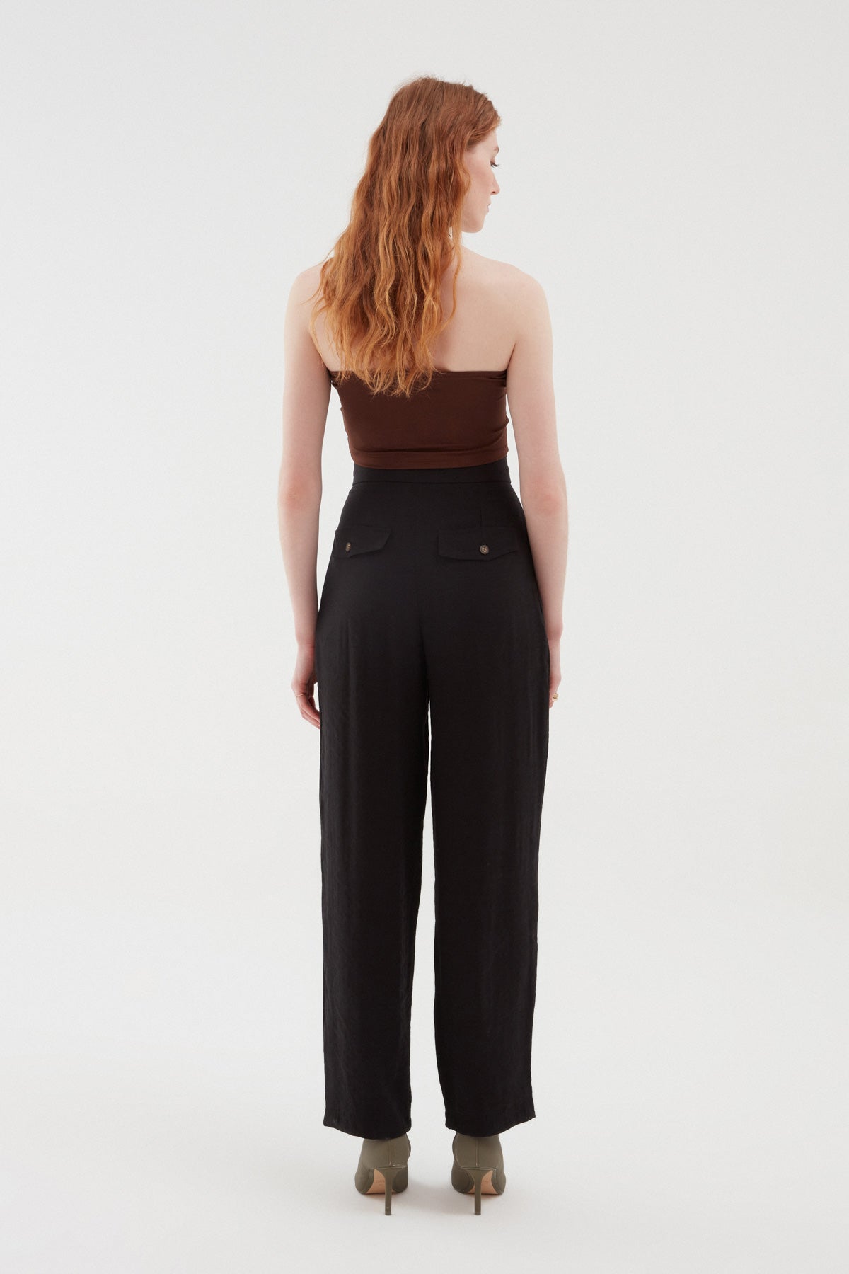 Pocket Detailed Wide Leg Trousers Black