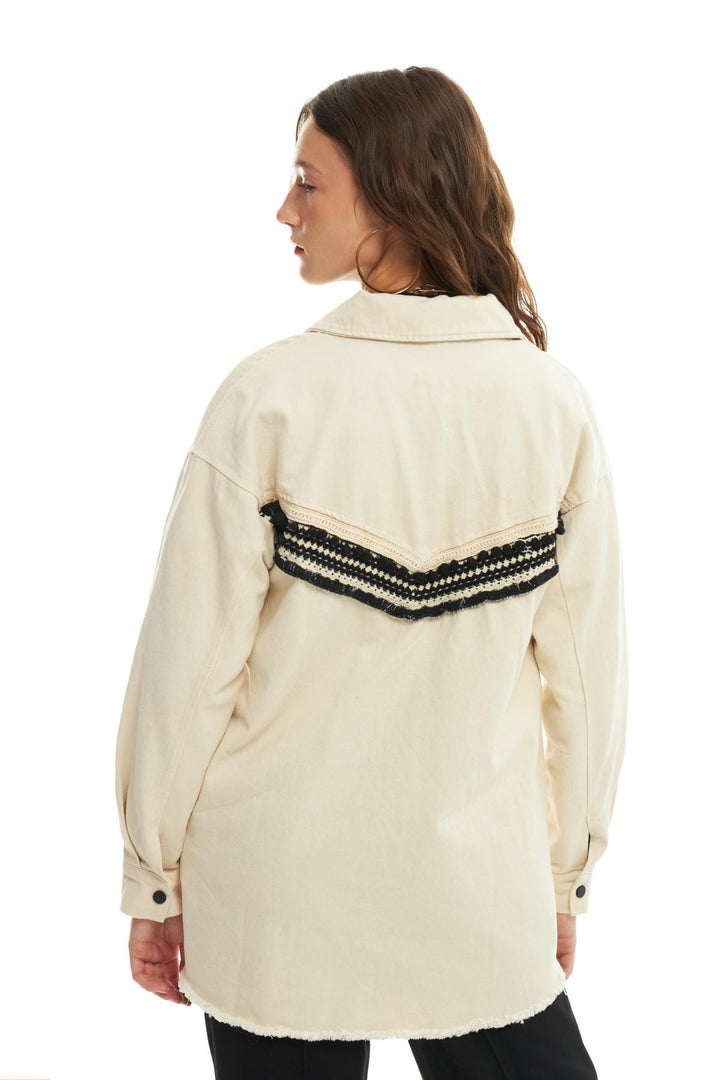Büyük Cepli Püsküllü Ceket Naturel