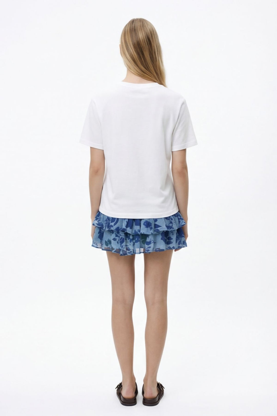 Plaj Baskılı Oversize Tişört Ekru