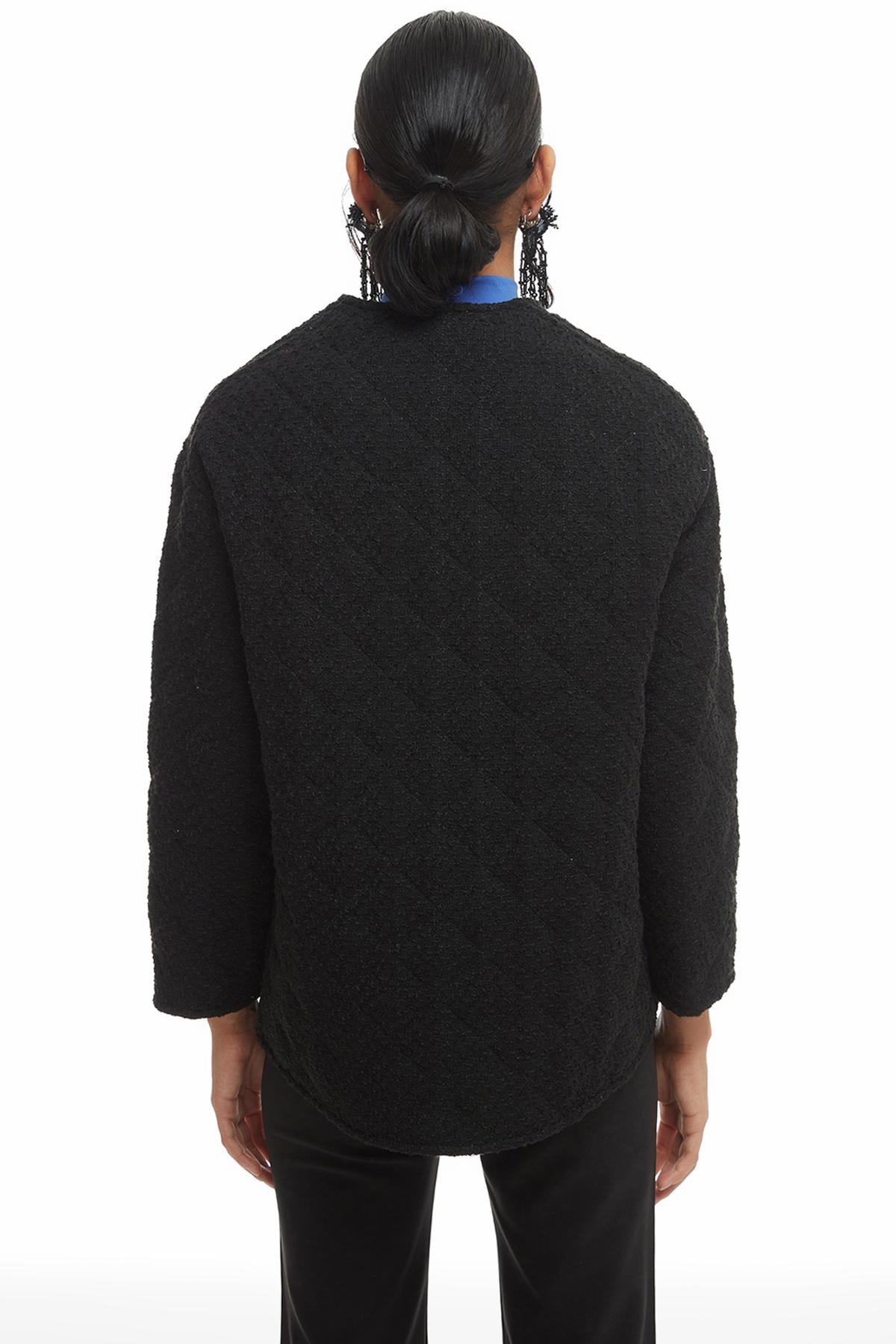 Quilted Kaftan Short Jacket Black