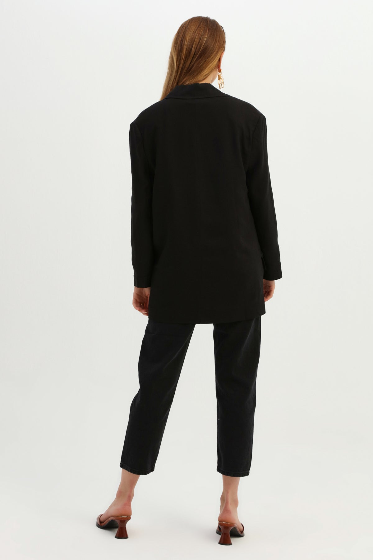 Linen Blazer Jacket Black
