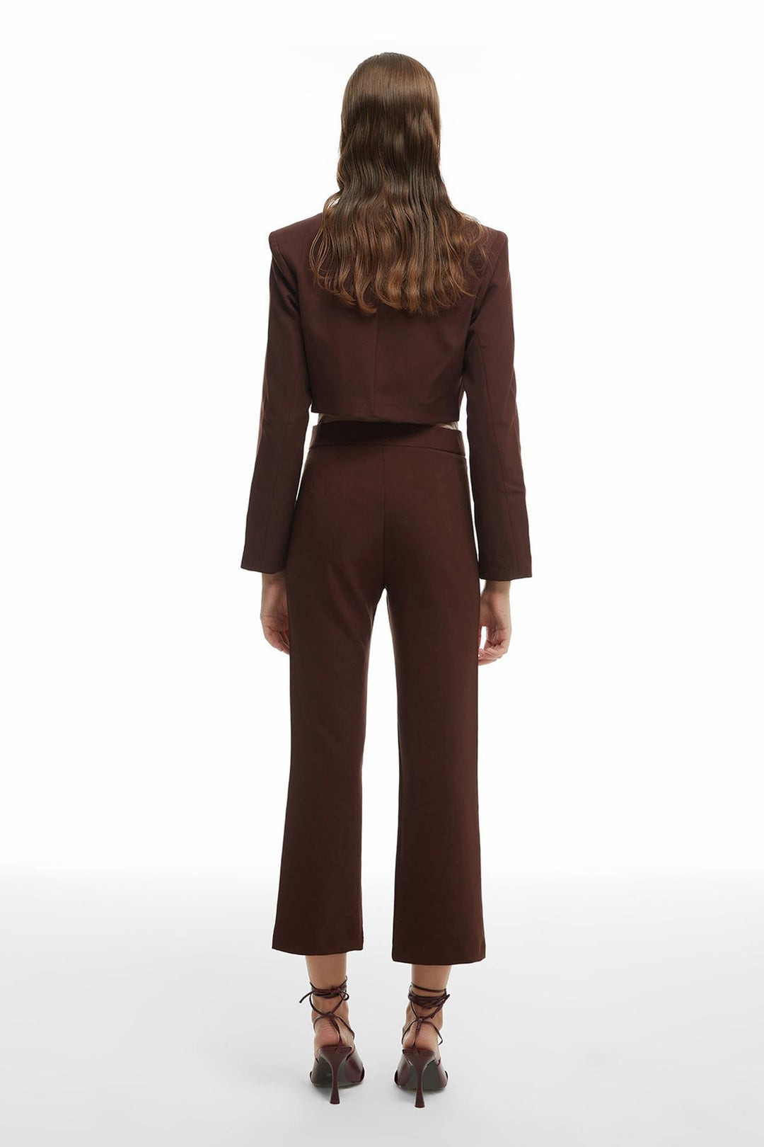 Boru Paça Kumaş Pantolon Kahverengi