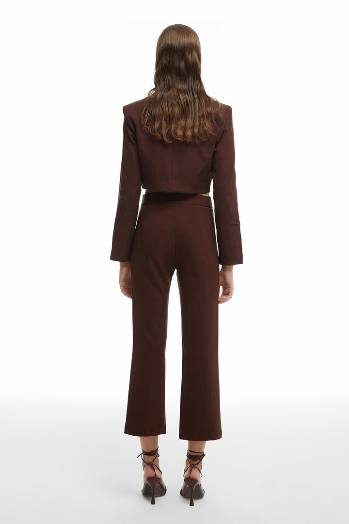 Boru Paça Kumaş Pantolon Kahverengi