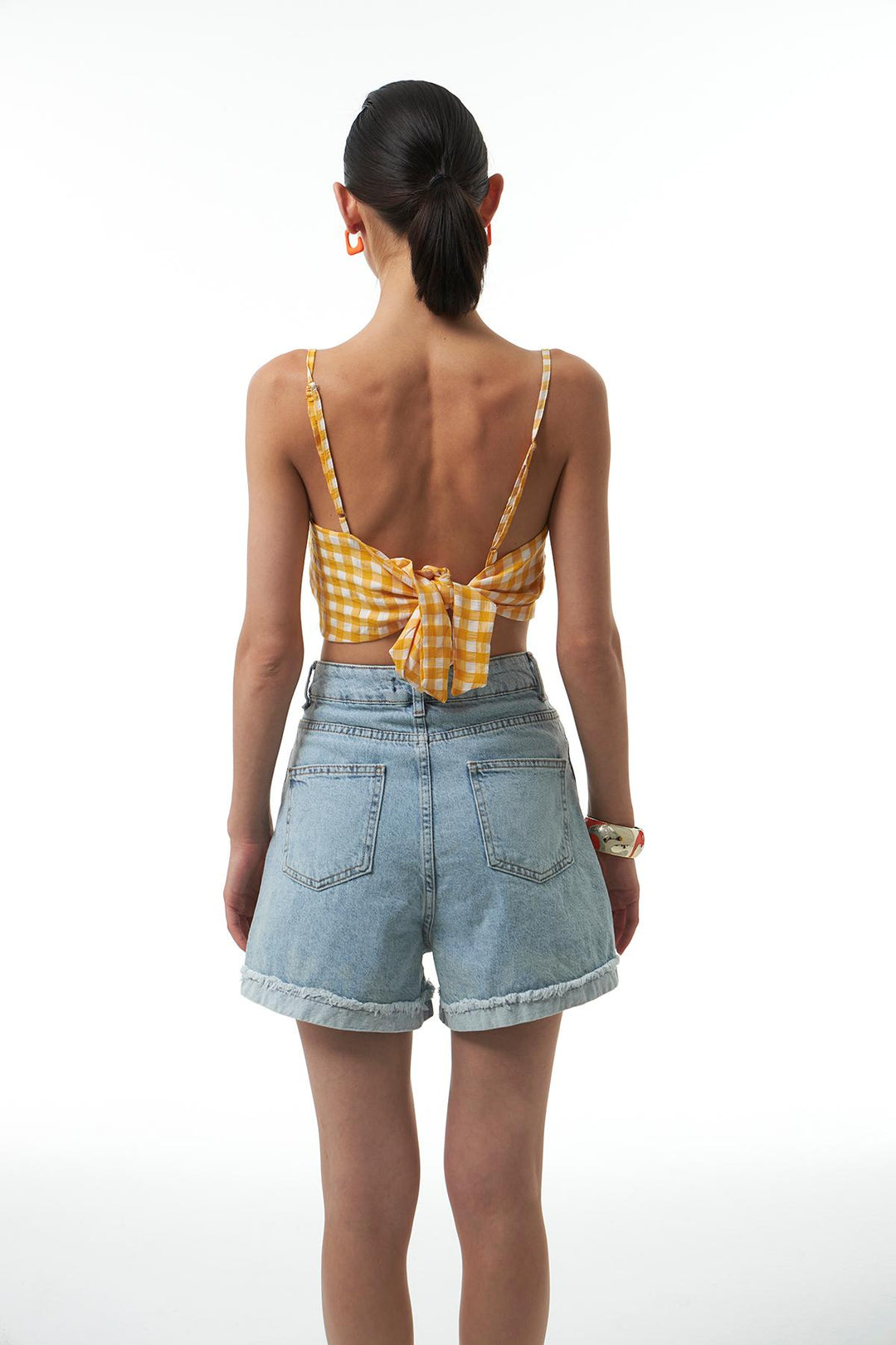 Ripped Detailed Denim Shorts Blue