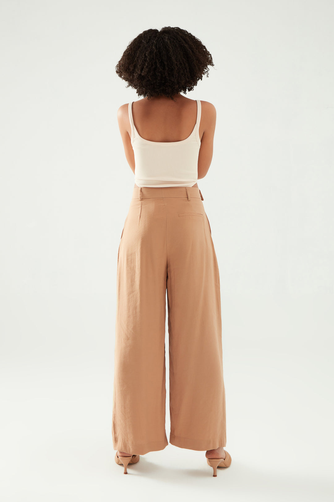 Yüksek Bel Palazzo Pantolon Camel