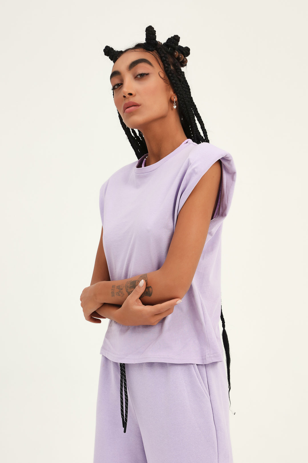 Elastic Waist Wide Leg Tracksuit Lilac