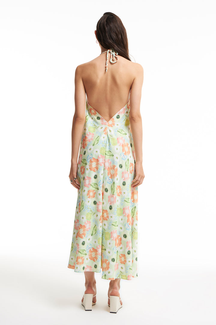 Halter Long Dress Green