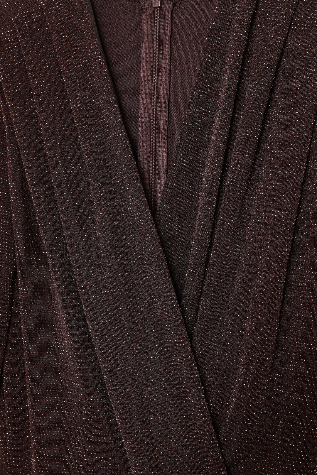 Simli Kruvaze Yaka Uzun Tulum Kahverengi