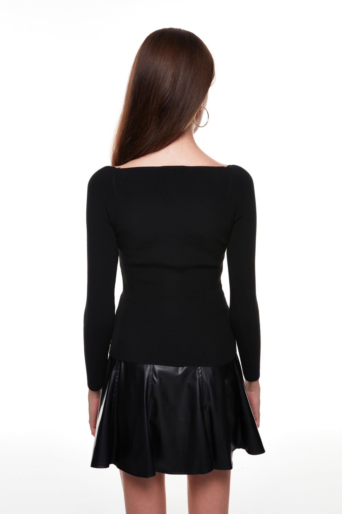 Long Sleeve Knitwear Blouse Black