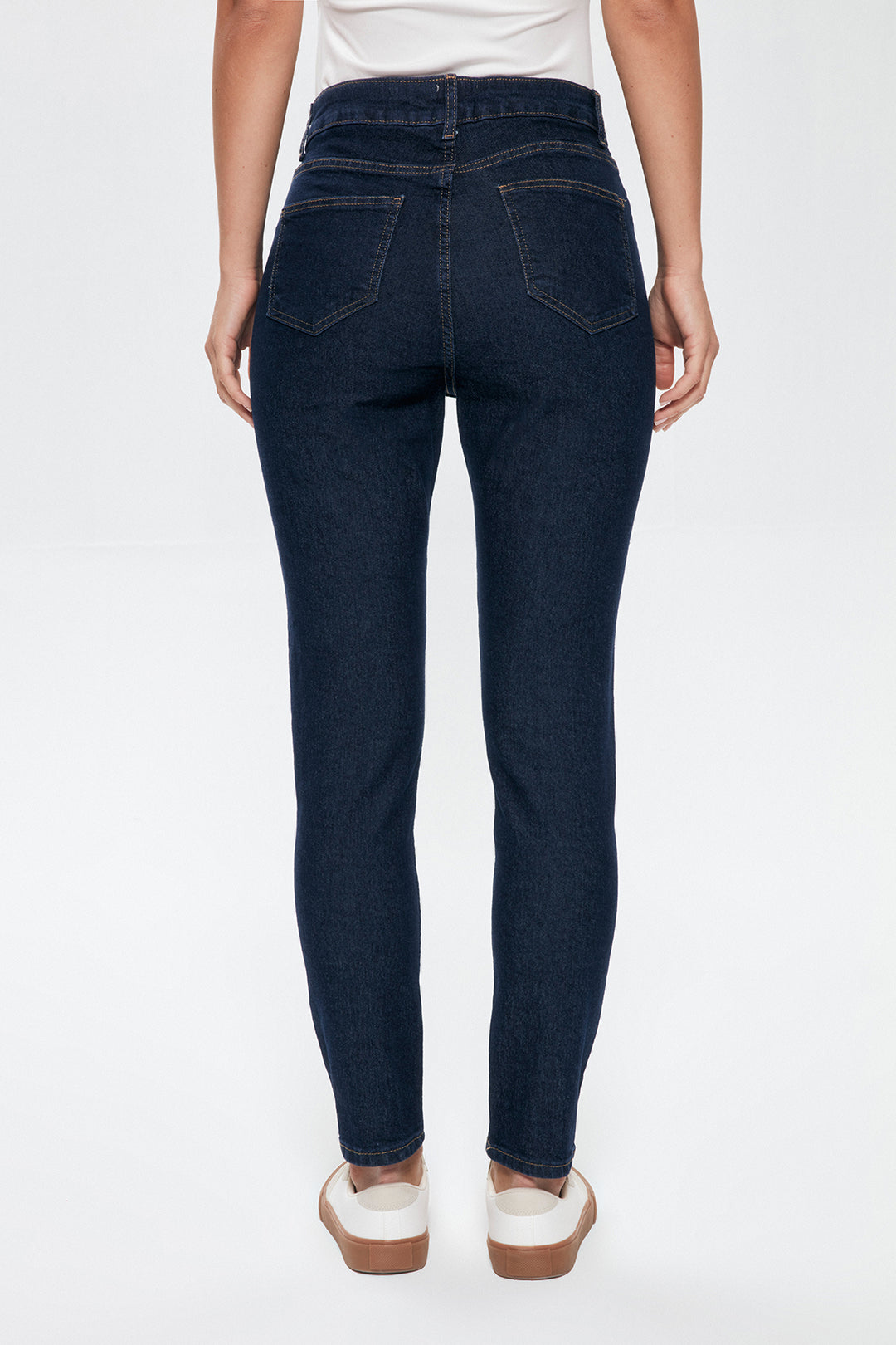 High Waist Slim Leg Jeans Trousers Navy Blue