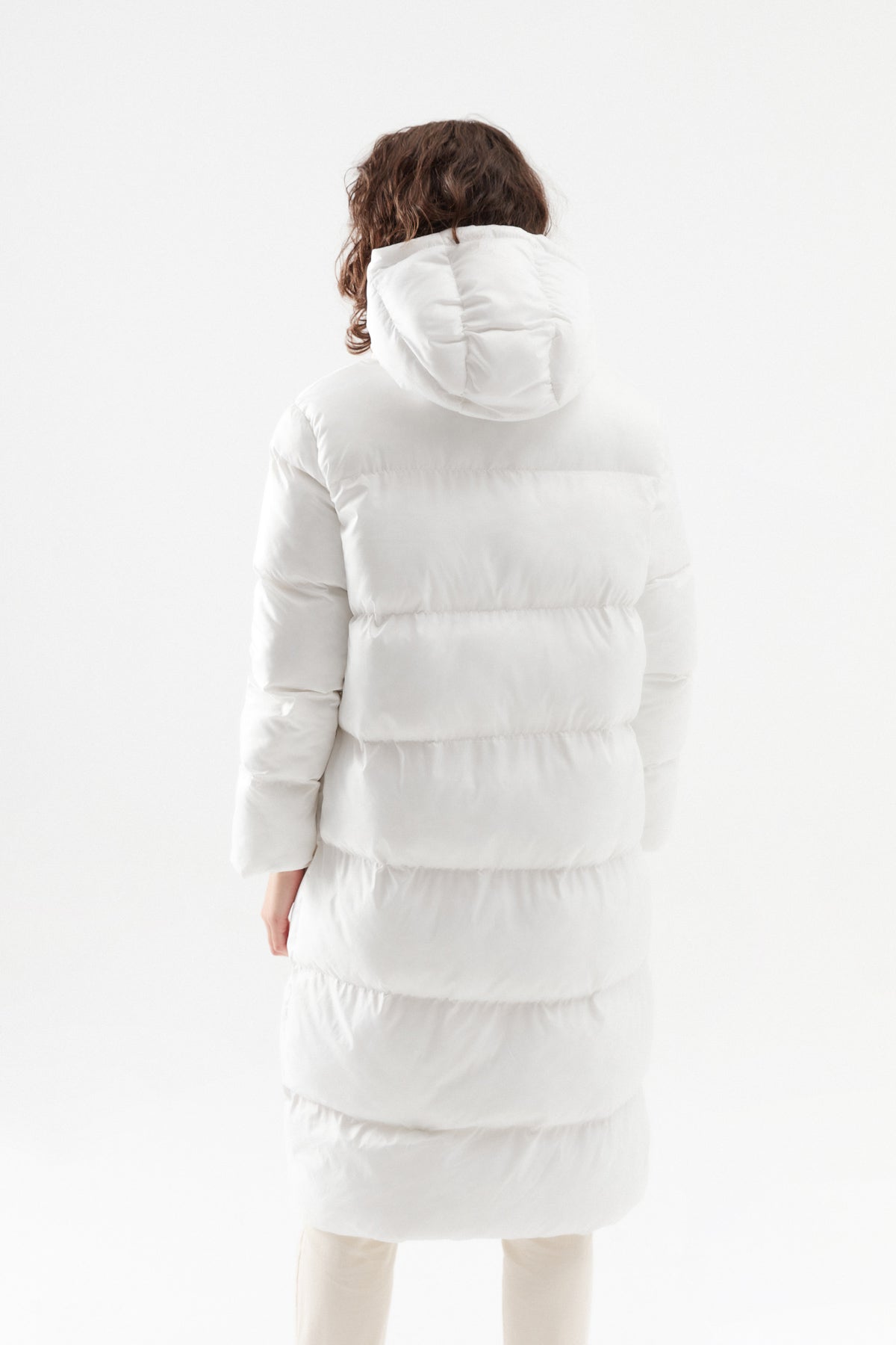 Hooded Long Inflatable Coat White