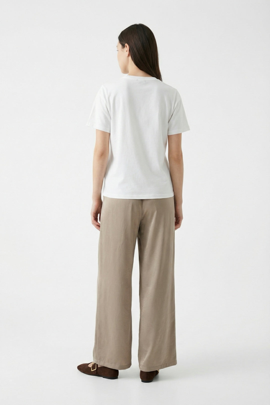 Espresso Nakışlı Baskılı Oversize Tişört Ekru