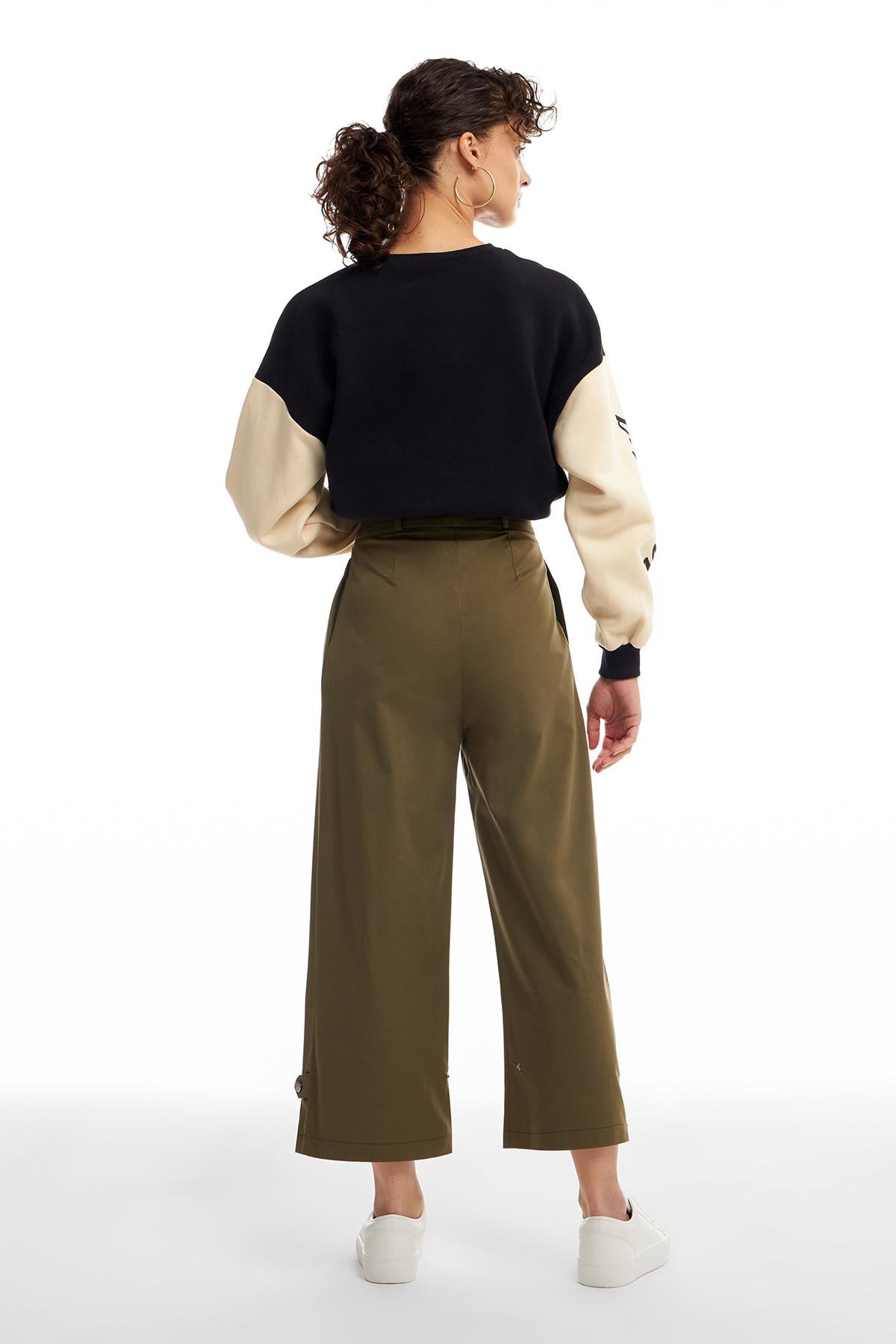 Snap Leg Trousers Khaki