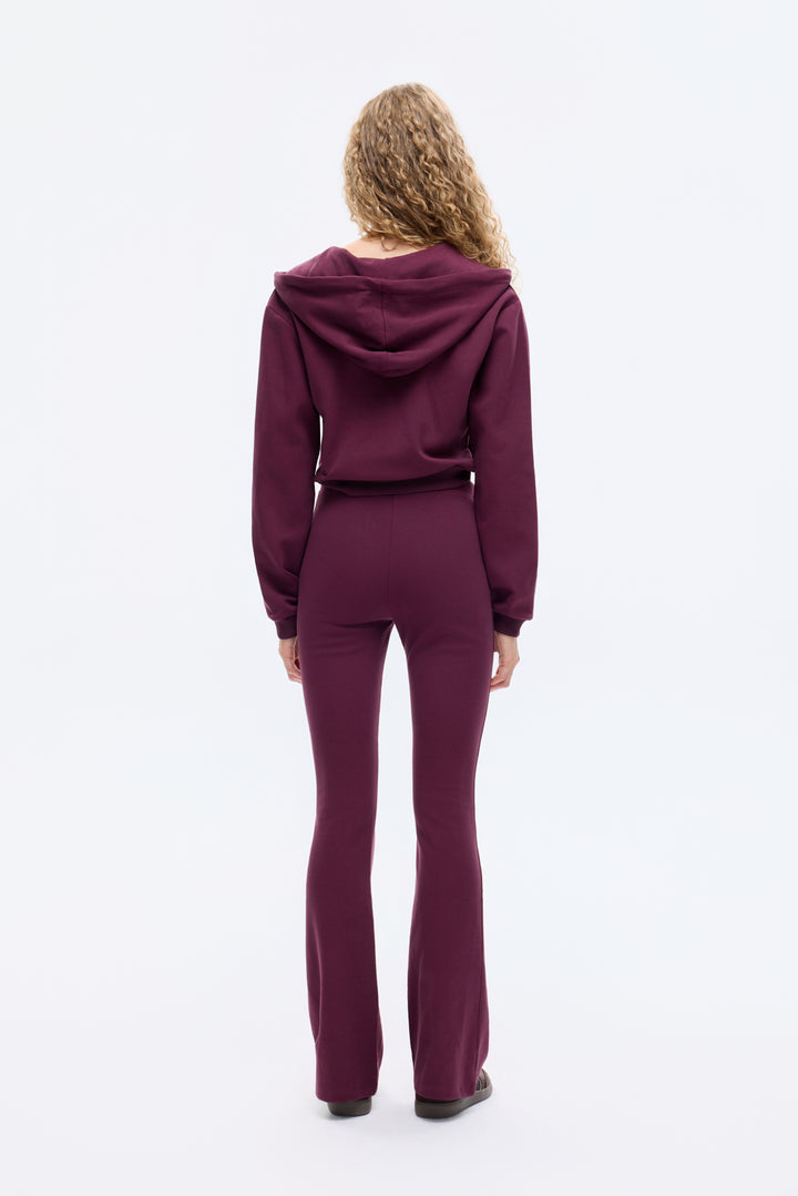 Kapüşonlu Fermuarlı Basic Sweatshirt Bordo