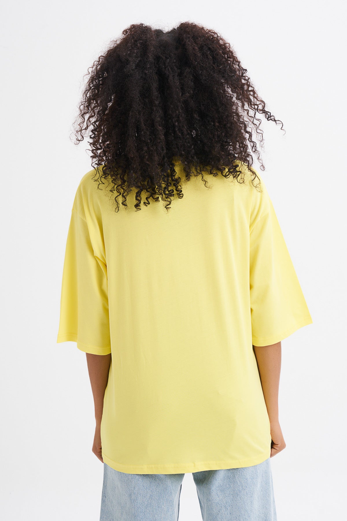 Trojan Sleeve Basic Oversize T-Shirt Yellow