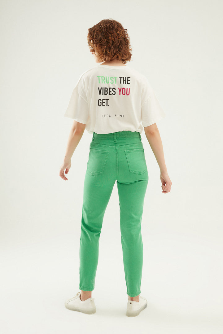 Gabardine Mom Jean Light Green