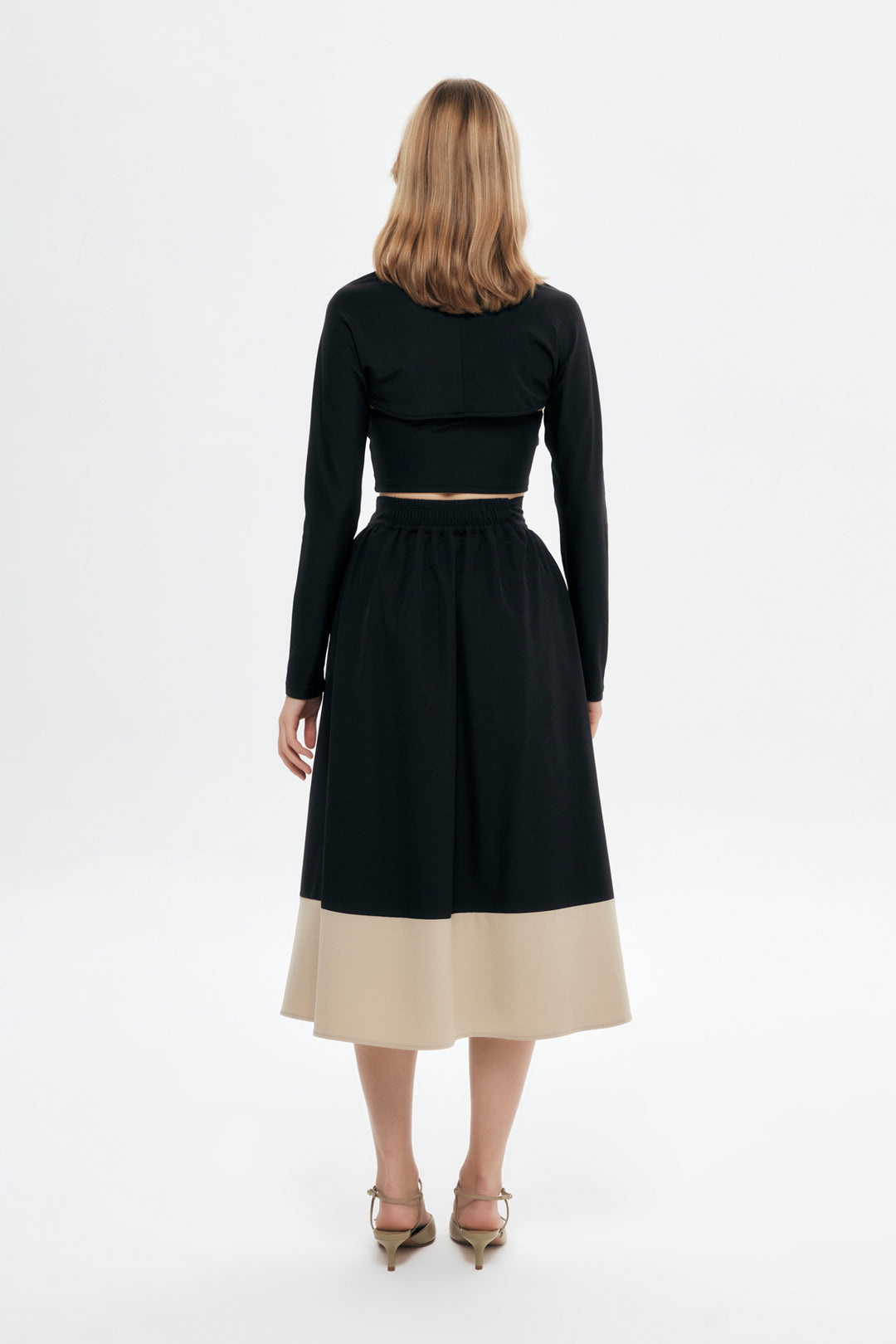 Pleat Detailed Midi Skirt Black
