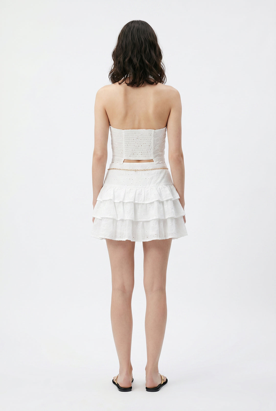 Halter Yaka İşlemeli Bluz Ekru