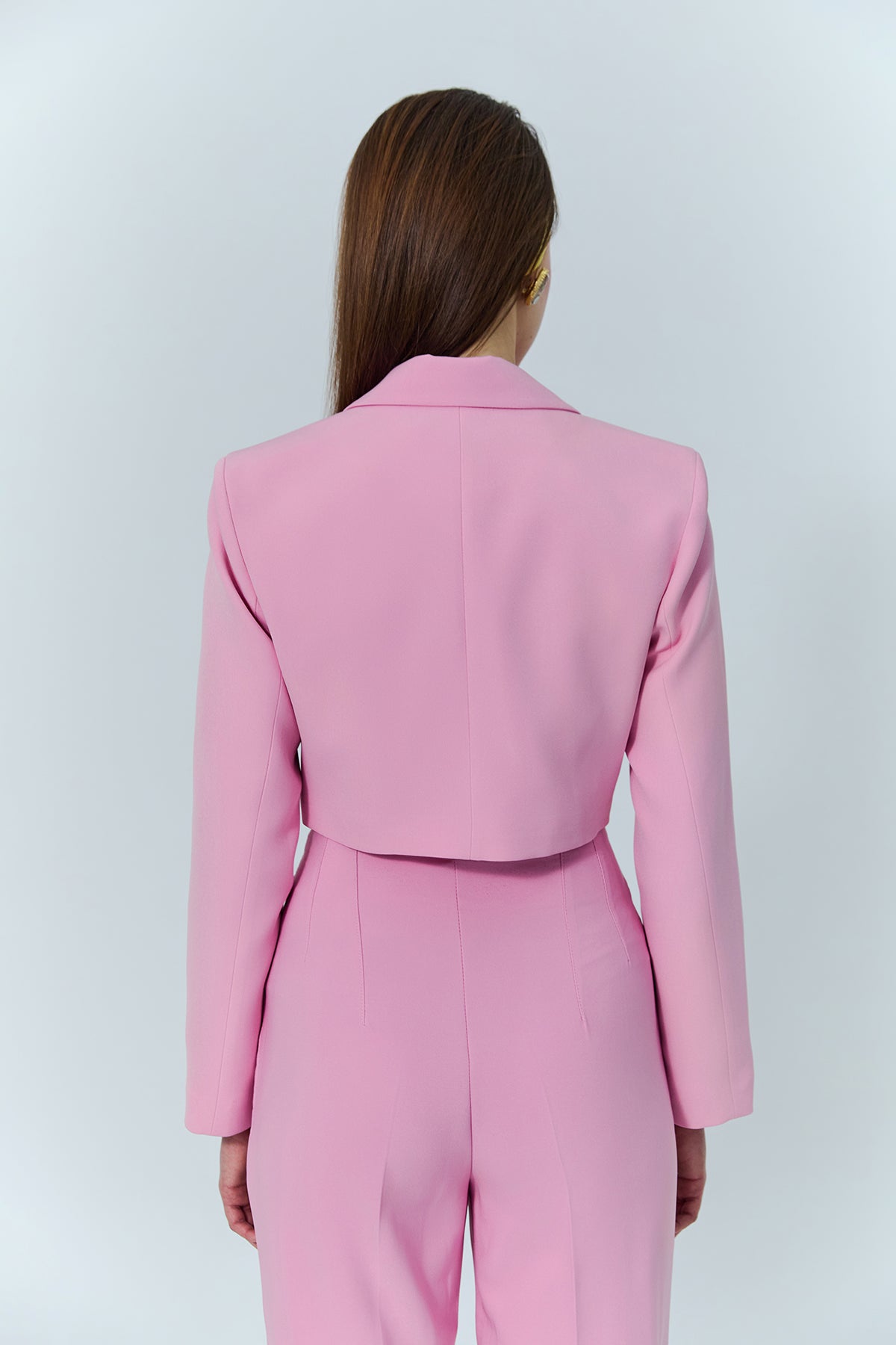 Double Breasted Crop Blazer Jacket Pink